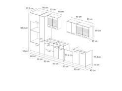 Vicco R-Line Küchenzeile Anthrazit Landhaus/Anthrazit 350 cm ohne Arbeitsplatte ohne E-Geräte