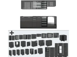 Vicco R-Line Küchenzeile Anthrazit Hochglanz/Anthrazit 240 cm AP Eiche ohne E-Geräte
