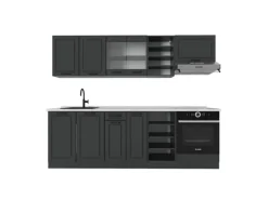 Vicco R-Line Küchenzeile Anthrazit Landhaus/Anthrazit 240 cm AP Marmor ohne E-Geräte