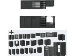 Vicco R-Line Küchenzeile Anthrazit Landhaus/Anthrazit 240 cm AP Marmor ohne E-Geräte