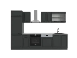 Vicco R-Line Küchenzeile Anthrazit Landhaus/Anthrazit 300 cm AP Marmor ohne E-Geräte
