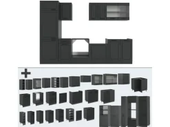 Vicco R-Line Küchenzeile Anthrazit Landhaus/Anthrazit 300 cm AP Marmor ohne E-Geräte