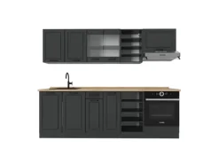 Vicco R-Line Küchenzeile Anthrazit Landhaus/Anthrazit 240 cm ohne Arbeitsplatte ohne E-Geräte