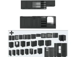 Vicco R-Line Küchenzeile Anthrazit Landhaus/Anthrazit 240 cm ohne Arbeitsplatte ohne E-Geräte