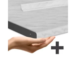 Vicco R-Line Küchenzeile Anthrazit Landhaus/Weiß 300 cm mit HochschrankAP Marmor ohne E-Geräte
