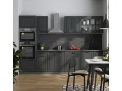 Vicco R-Line Küchenzeile Anthrazit Landhaus/Anthrazit 300 cm mit HochschrankAP Eiche ohne E-Geräte