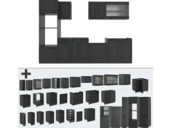 Vicco R-Line Küchenzeile Anthrazit Landhaus/Anthrazit 300 cm mit HochschrankAP Eiche ohne E-Geräte