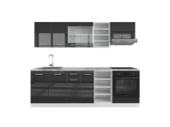 Vicco R-Line Küchenzeile Anthrazit Hochglanz/Weiß 240 cm ohne Arbeitsplatte ohne E-Geräte