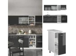 Vicco R-Line Küchenzeile Anthrazit Hochglanz/Weiß 240 cm ohne Arbeitsplatte ohne E-Geräte
