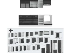 Vicco R-Line Küchenzeile Anthrazit Hochglanz/Weiß 240 cm ohne Arbeitsplatte ohne E-Geräte