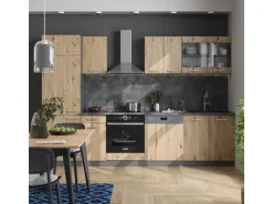 Vicco R-Line Küchenzeile Artisan Eiche/Anthrazit 300 cm AP Marmor ohne E-Geräte
