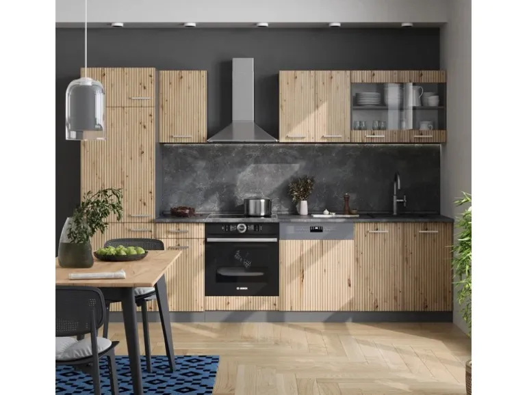Vicco R-Line Küchenzeile Artisan Eiche/Anthrazit 300 cm AP Marmor ohne E-Geräte