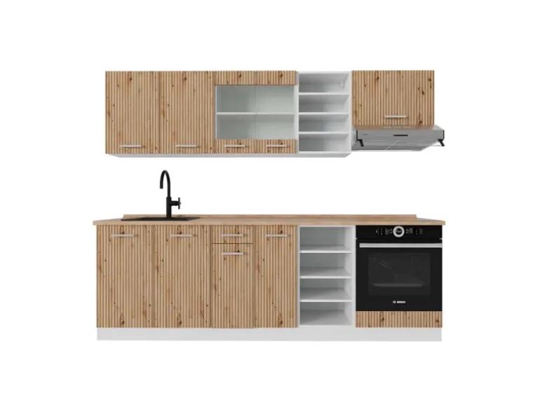 Vicco R-Line Küchenzeile Artisan Eiche/Weiß 240 cm AP Eiche ohne E-Geräte