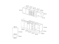 Vicco R-Line Küchenzeile Artisan Eiche/Weiß 240 cm AP Eiche ohne E-Geräte
