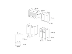 Vicco R-Line Küchenzeile Artisan Eiche/Weiß 200 cm AP Eiche ohne E-Geräte