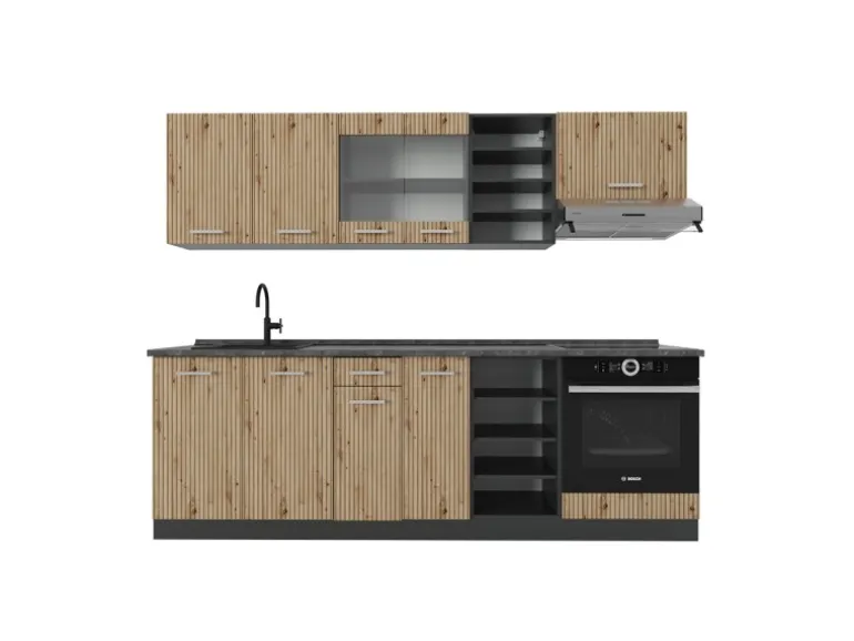 Vicco R-Line Küchenzeile Artisan Eiche/Anthrazit 240 cm AP Anthrazit ohne E-Geräte
