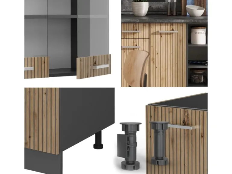 Vicco R-Line Küchenzeile Artisan Eiche/Anthrazit 240 cm AP Anthrazit ohne E-Geräte