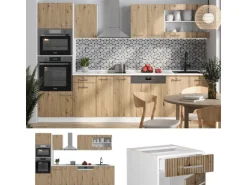 Vicco R-Line Küchenzeile Artisan Eiche/Weiß 300 cm mit HochschrankAP Anthrazit ohne E-Geräte