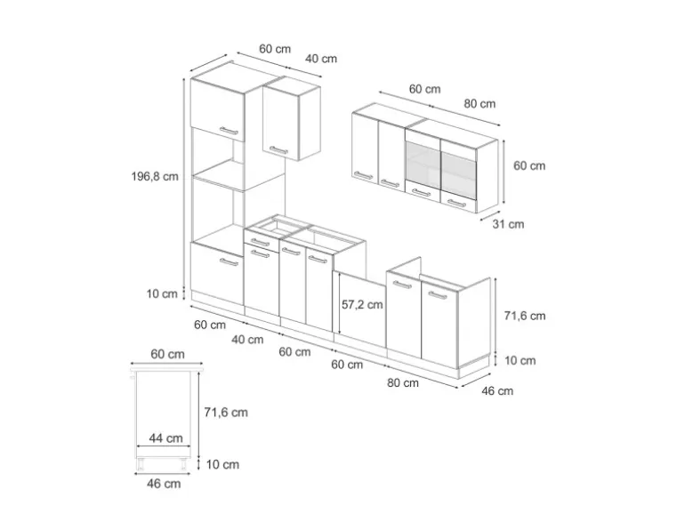Vicco R-Line Küchenzeile Artisan Eiche/Anthrazit 300 cm mit HochschrankAP Anthrazit ohne E-Geräte