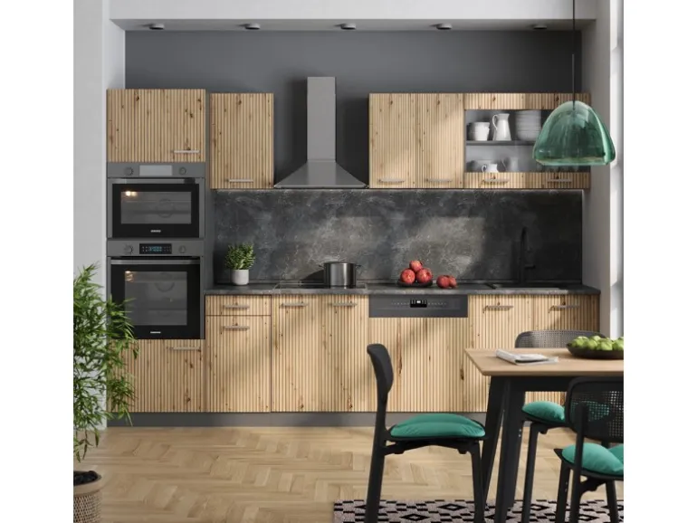 Vicco R-Line Küchenzeile Artisan Eiche/Anthrazit 300 cm mit HochschrankAP Anthrazit ohne E-Geräte