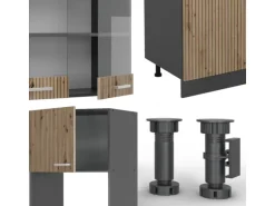 Vicco R-Line Küchenzeile Artisan Eiche/Anthrazit 300 cm mit HochschrankAP Eiche ohne E-Geräte