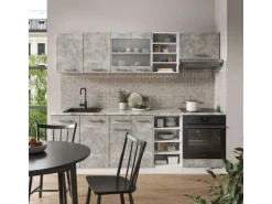 Vicco R-Line Küchenzeile Beton/Weiß 240 cm AP Anthrazit ohne E-Geräte