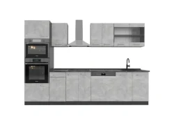 Vicco R-Line Küchenzeile Beton/Anthrazit 300 cm mit HochschrankAP Anthrazit ohne E-Geräte