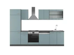 Vicco R-Line Küchenzeile Blau-Grau/Anthrazit 300 cm AP Anthrazit ohne E-Geräte