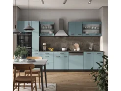 Vicco R-Line Küchenzeile Blau-Grau/Anthrazit 350 cm mit HochschrankAP Eiche ohne E-Geräte