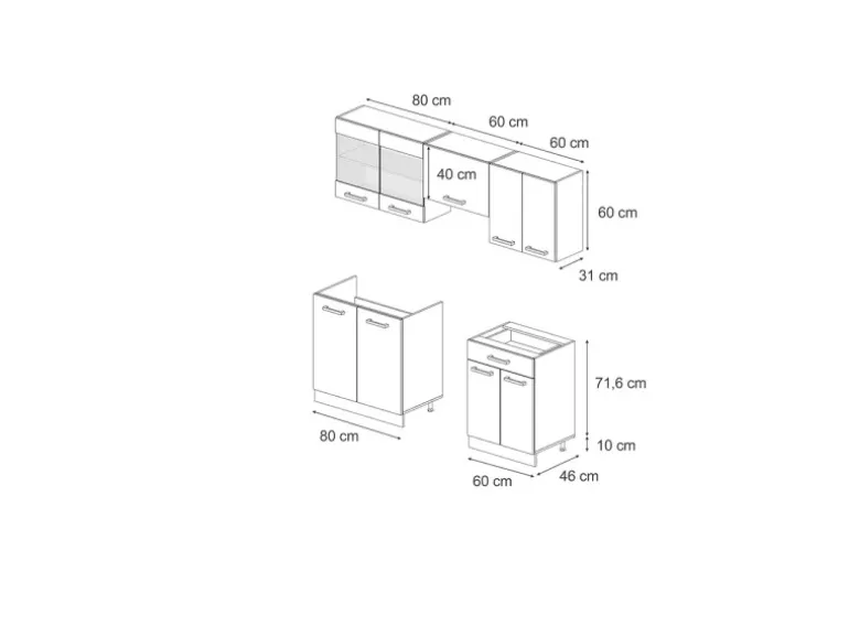 Vicco R-Line Küchenzeile Bordeaux Hochglanz/Anthrazit 200 cm ohne Arbeitsplatte ohne E-Geräte