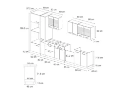 Vicco R-Line Küchenzeile Bordeaux Hochglanz/Weiß 350 cm mit Hochschrankohne Arbeitsplatte ohne E-Geräte