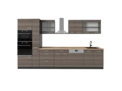 Vicco R-Line Küchenzeile Edelgrau/Anthrazit 350 cm ohne Arbeitsplatte ohne E-Geräte