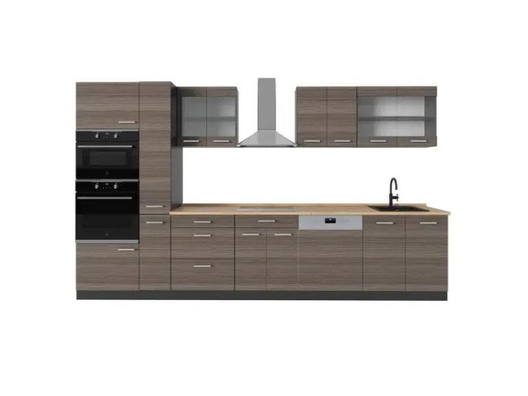 Vicco R-Line Küchenzeile Edelgrau/Anthrazit 350 cm ohne Arbeitsplatte ohne E-Geräte
