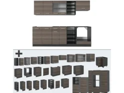 Vicco R-Line Küchenzeile Edelgrau/Anthrazit 240 cm ohne Arbeitsplatte ohne E-Geräte