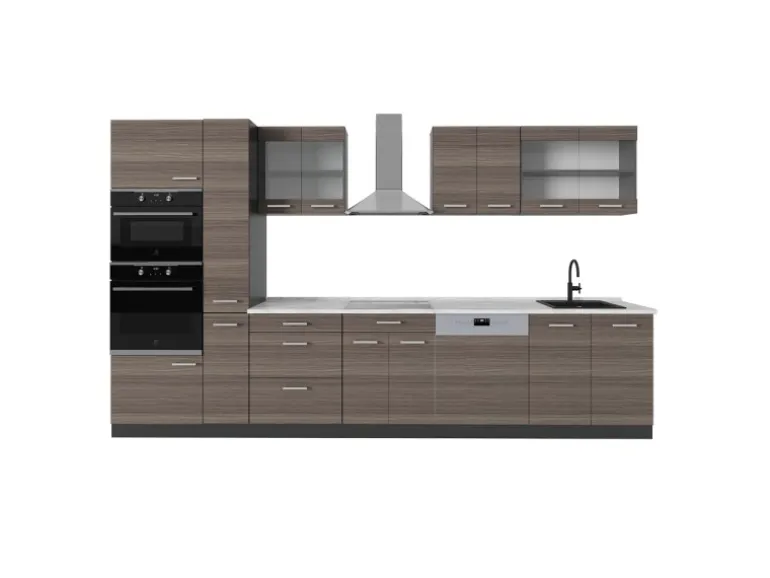 Vicco R-Line Küchenzeile Edelgrau/Anthrazit 350 cm AP Marmor ohne E-Geräte