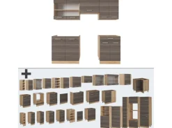 Vicco R-Line Küchenzeile Edelgrau/Goldkraft Eiche 200 cm ohne Arbeitsplatte ohne E-Geräte