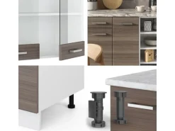 Vicco R-Line Küchenzeile Edelgrau/Weiß 240 cm AP Anthrazit ohne E-Geräte