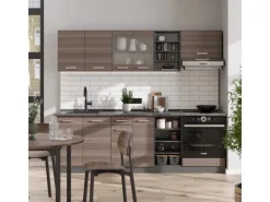 Vicco R-Line Küchenzeile Edelgrau/Anthrazit 240 cm AP Eiche ohne E-Geräte