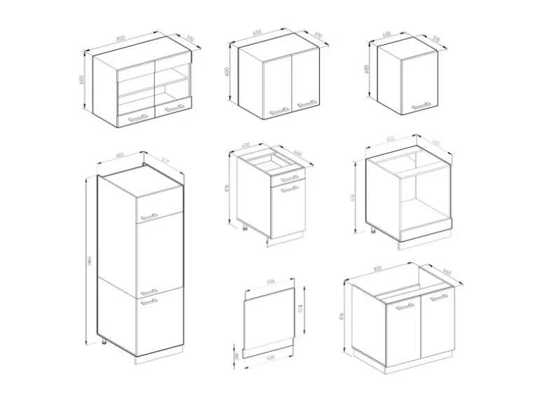 Vicco R-Line Küchenzeile Edelgrau/Weiß 300 cm AP Eiche ohne E-Geräte