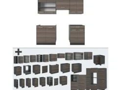 Vicco R-Line Küchenzeile Edelgrau/Anthrazit 200 cm ohne Arbeitsplatte ohne E-Geräte