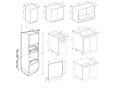 Vicco R-Line Küchenzeile Goldkraft Eiche/Anthrazit 300 cm mit HochschrankAP Marmor ohne E-Geräte