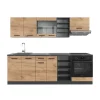 Vicco R-Line Küchenzeile Goldkraft Eiche/Anthrazit 240 cm AP Anthrazit Opt 2 ohne E-Geräte