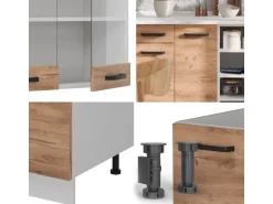 Vicco R-Line Küchenzeile Goldkraft Eiche/Weiß 240 cm AP Eiche ohne E-Geräte