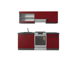 Vicco R-Line Küchenzeile Rot/Anthrazit 200 cm AP Anthrazit ohne E-Geräte