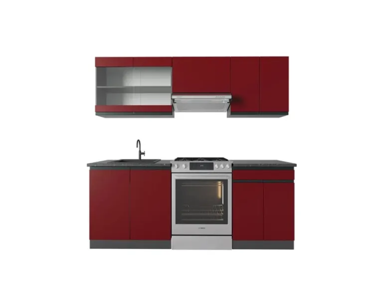 Vicco R-Line Küchenzeile Rot/Anthrazit 200 cm AP Anthrazit ohne E-Geräte