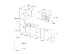 Vicco R-Line Küchenzeile Schwarz Beton/Anthrazit 300 cm AP Eiche ohne E-Geräte