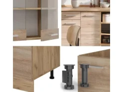 Vicco R-Line Küchenzeile Sonoma/Goldkraft Eiche 240 cm AP Eiche ohne E-Geräte