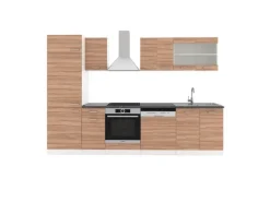 Vicco R-Line Küchenzeile Sonoma/Weiß 300 cm AP Anthrazit ohne E-Geräte