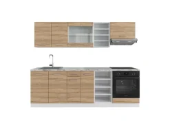 Vicco R-Line Küchenzeile Sonoma/Weiß 240 cm ohne Arbeitsplatte ohne E-Geräte