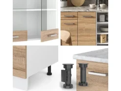 Vicco R-Line Küchenzeile Sonoma/Weiß 240 cm ohne Arbeitsplatte ohne E-Geräte